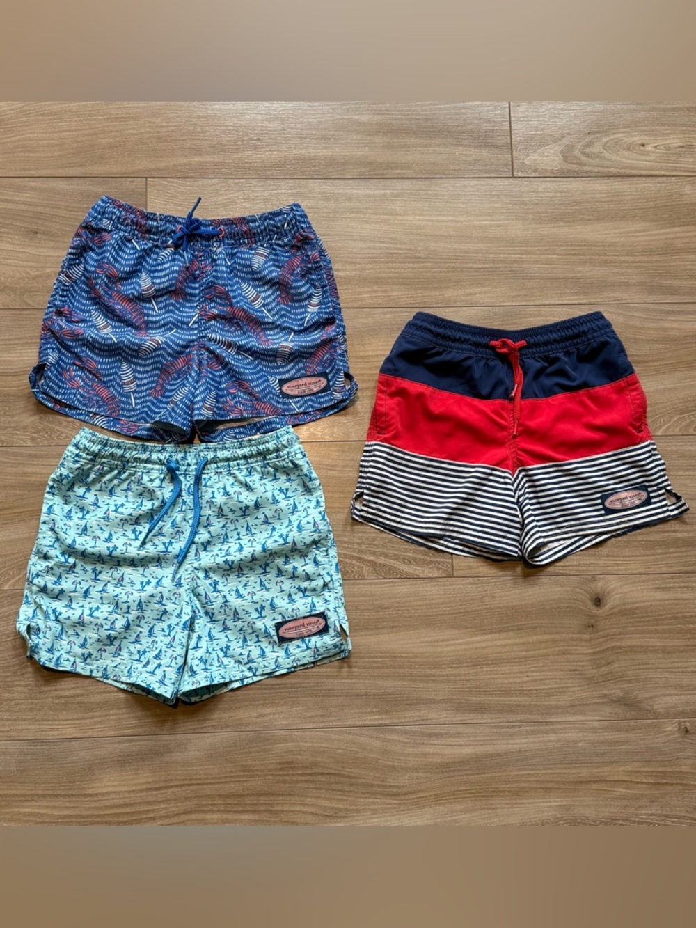 Vineyard Vines Boys 3-Pack Swim Shorts - Blue, Red & Light Blue